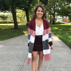 Pink Lily Striped Cardigan